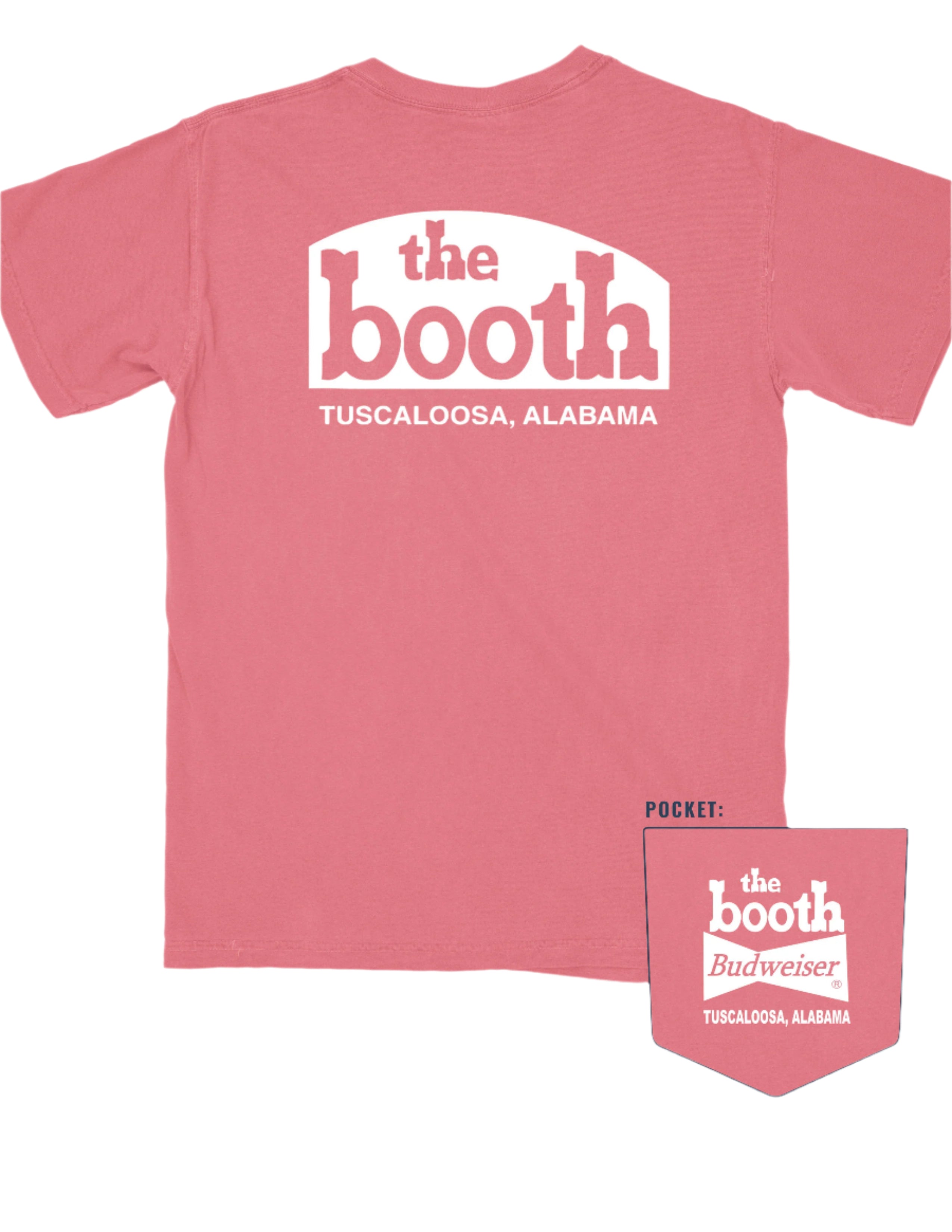 The Booth Coral T-Shirt with White The Booth logo
