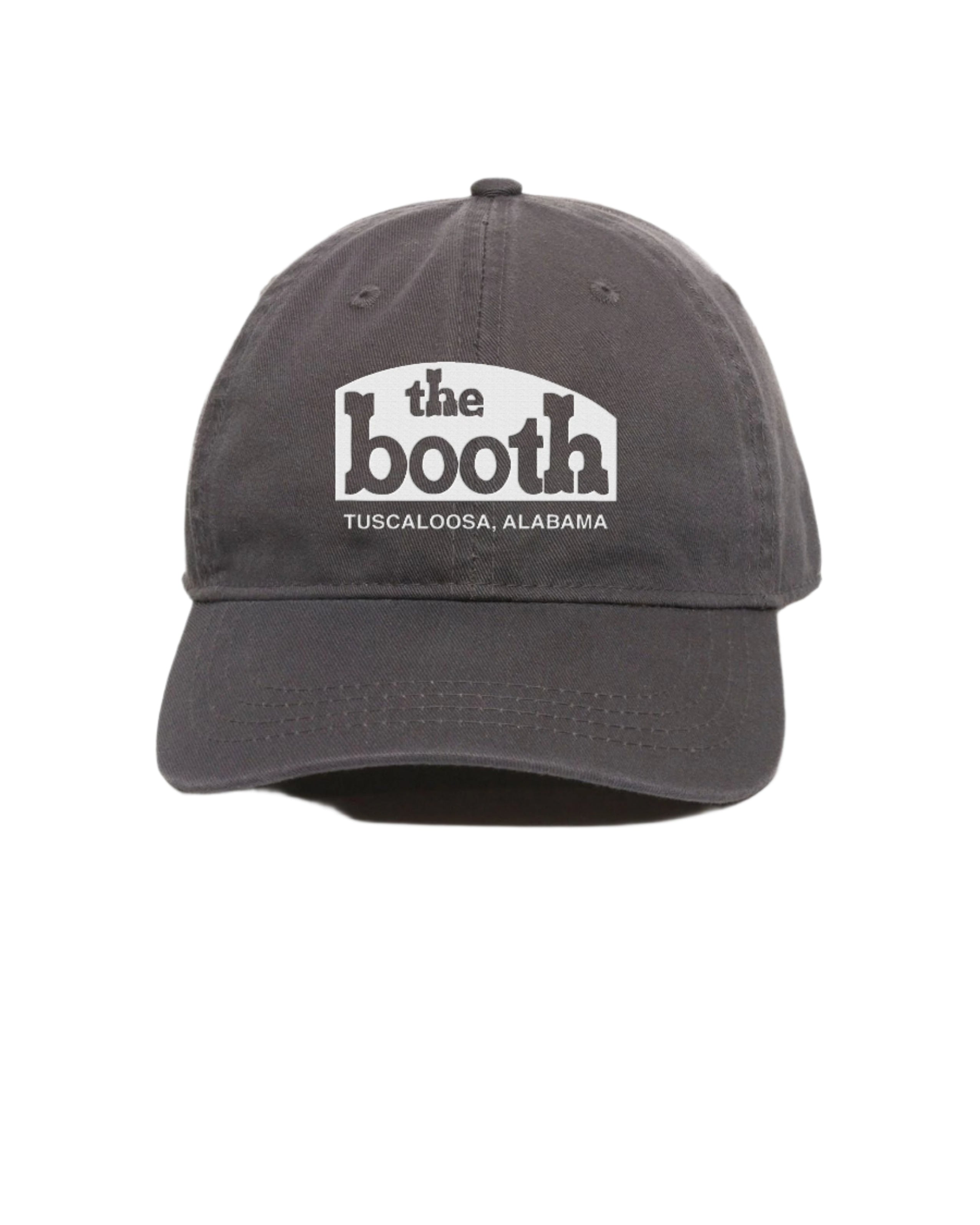 The Booth Charcoal Hat with White The Booth logo embroidery