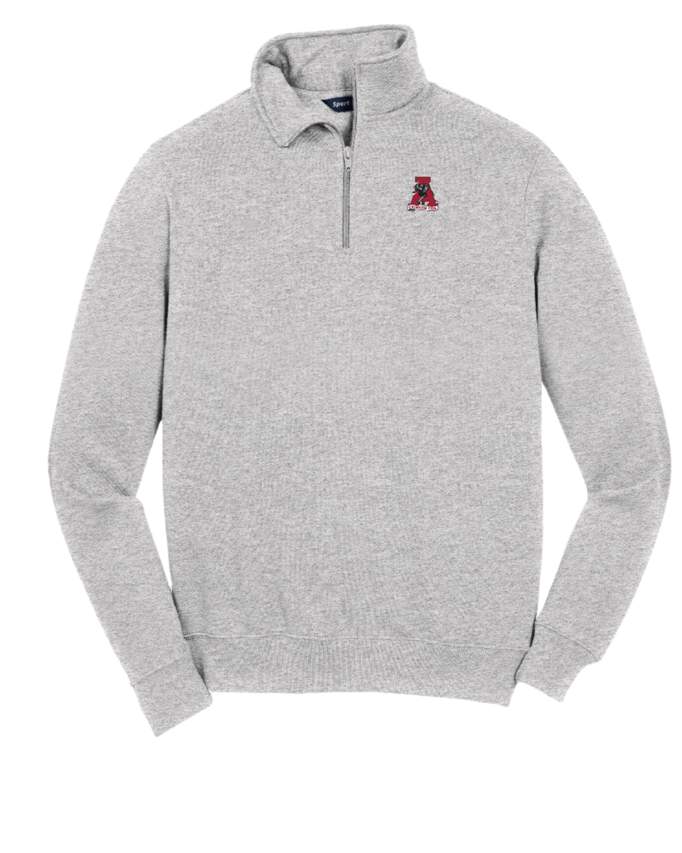 University of Alabama Light Grey 1/4 Zip with Vintage A Logo embroidery