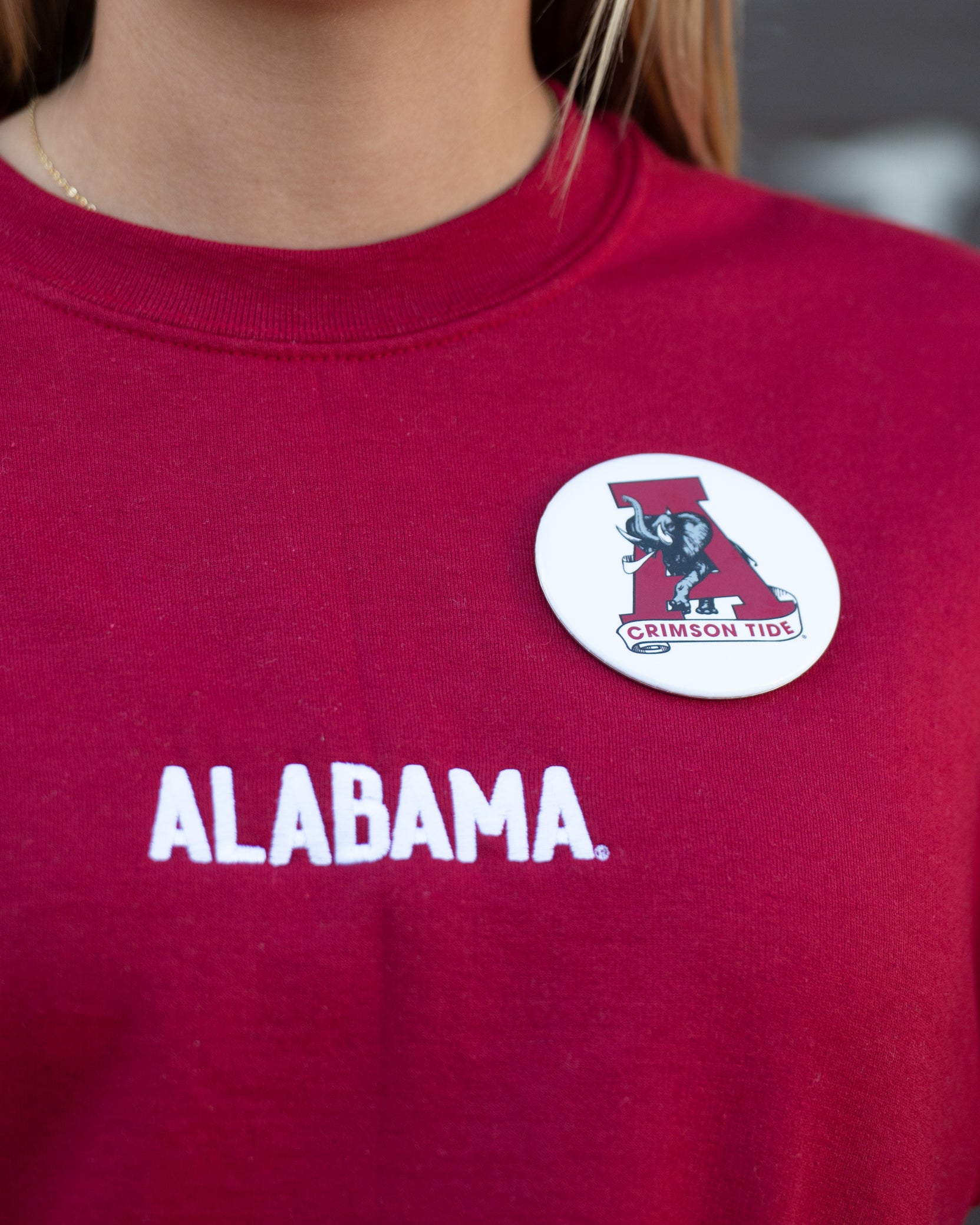 University of Alabama White Button with the Vintage A Logo