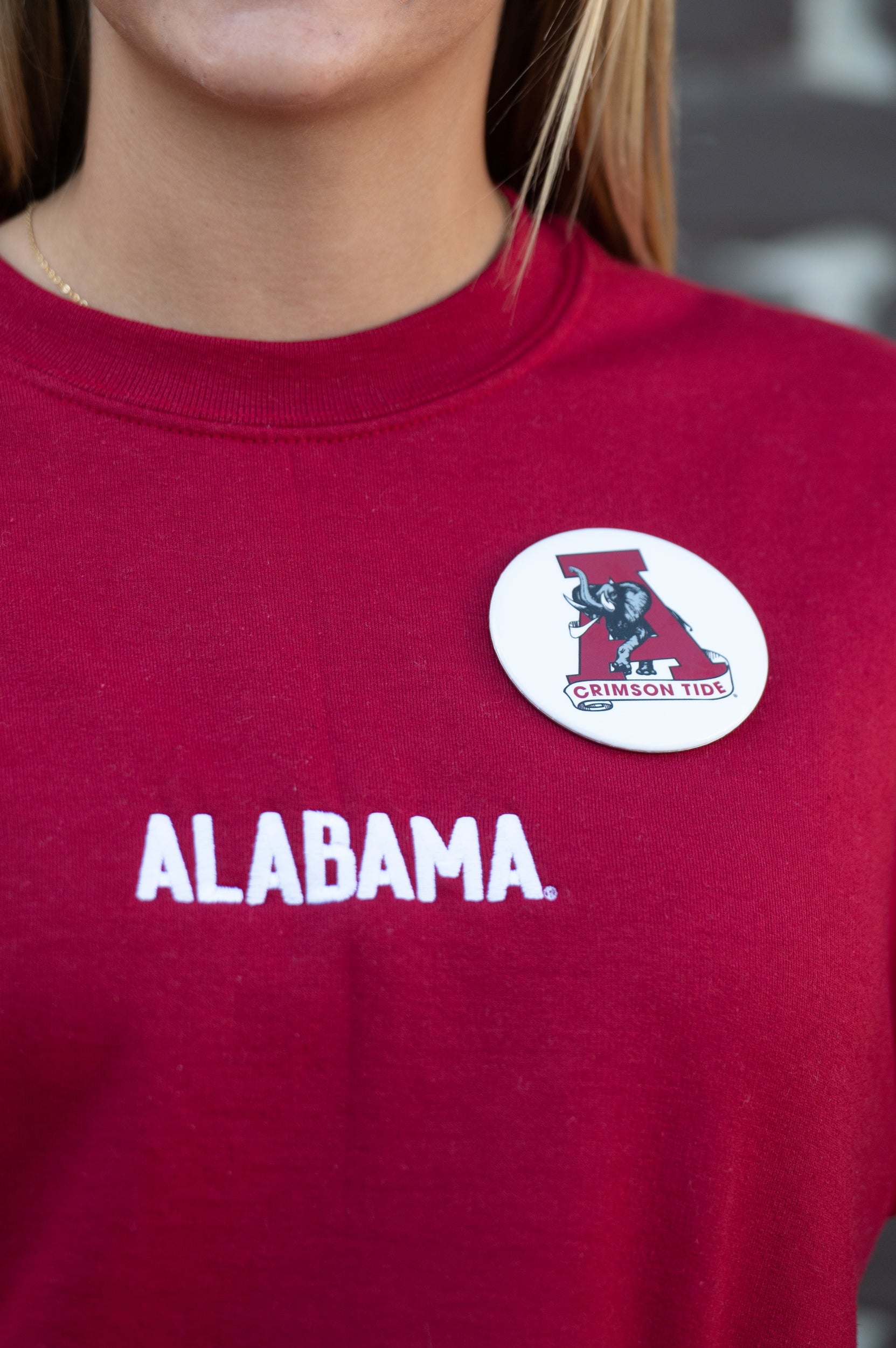 University of Alabama White Button with the Vintage A Logo