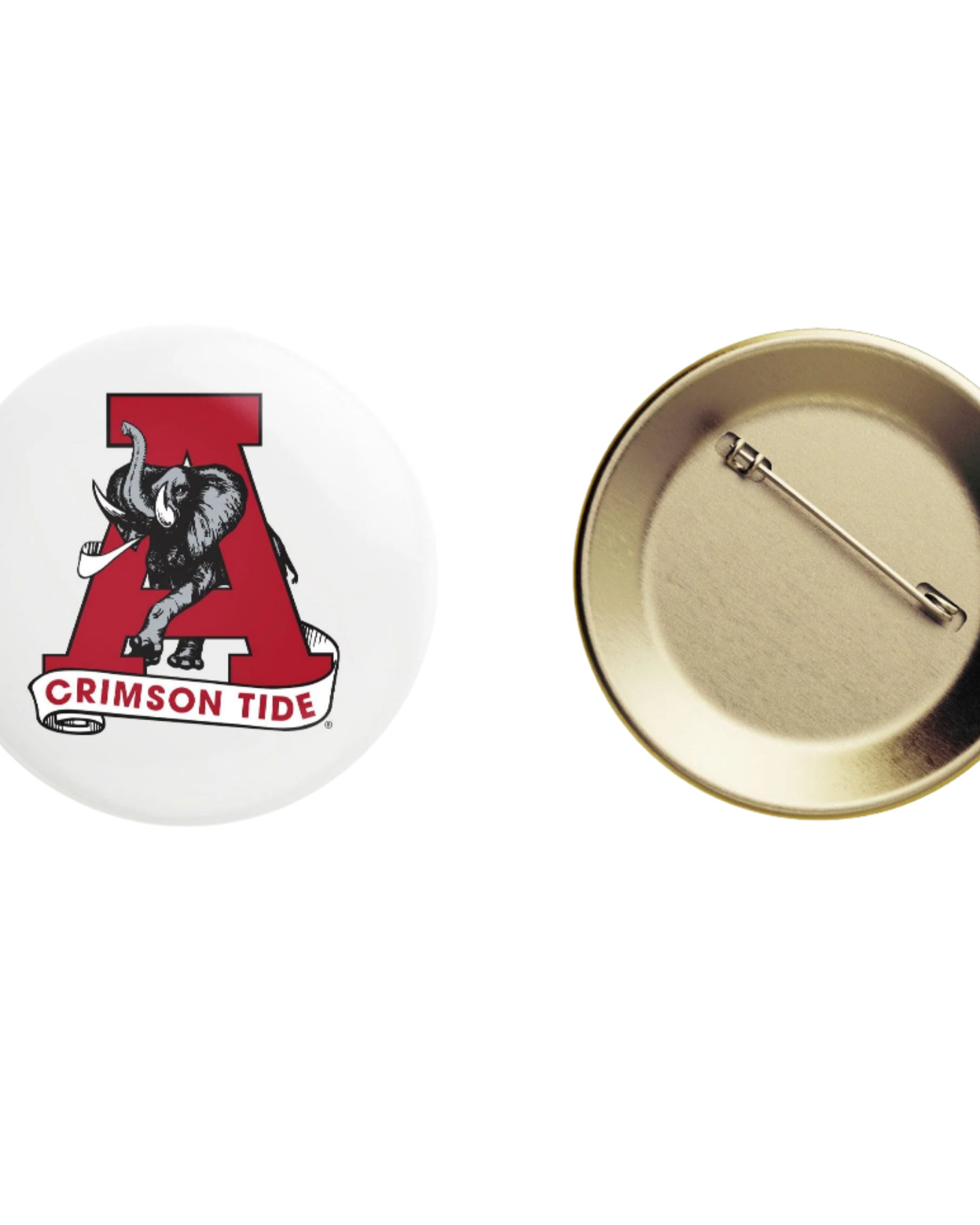 University of Alabama White Button with the Vintage A Logo
