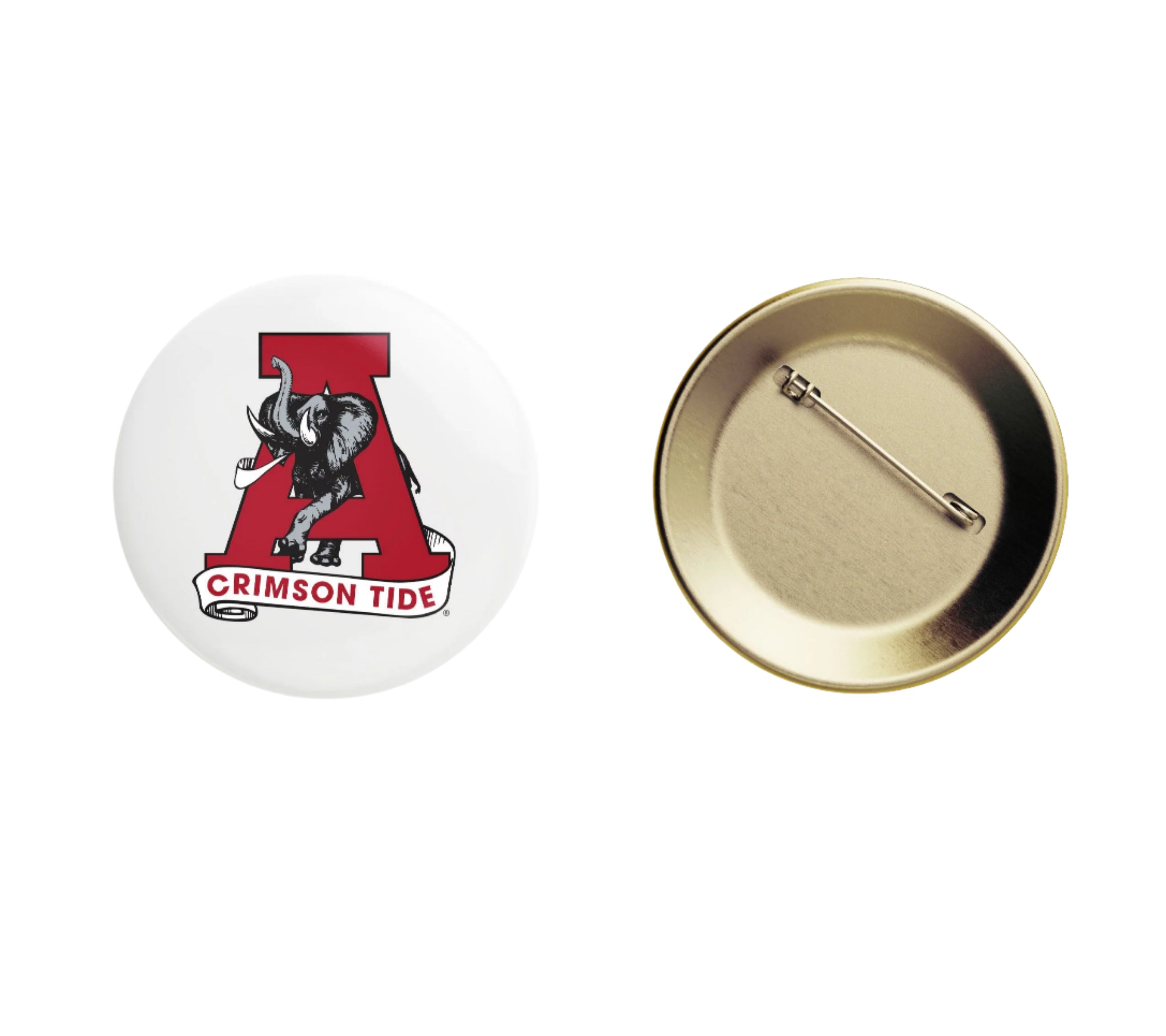 University of Alabama White Button with the Vintage A Logo