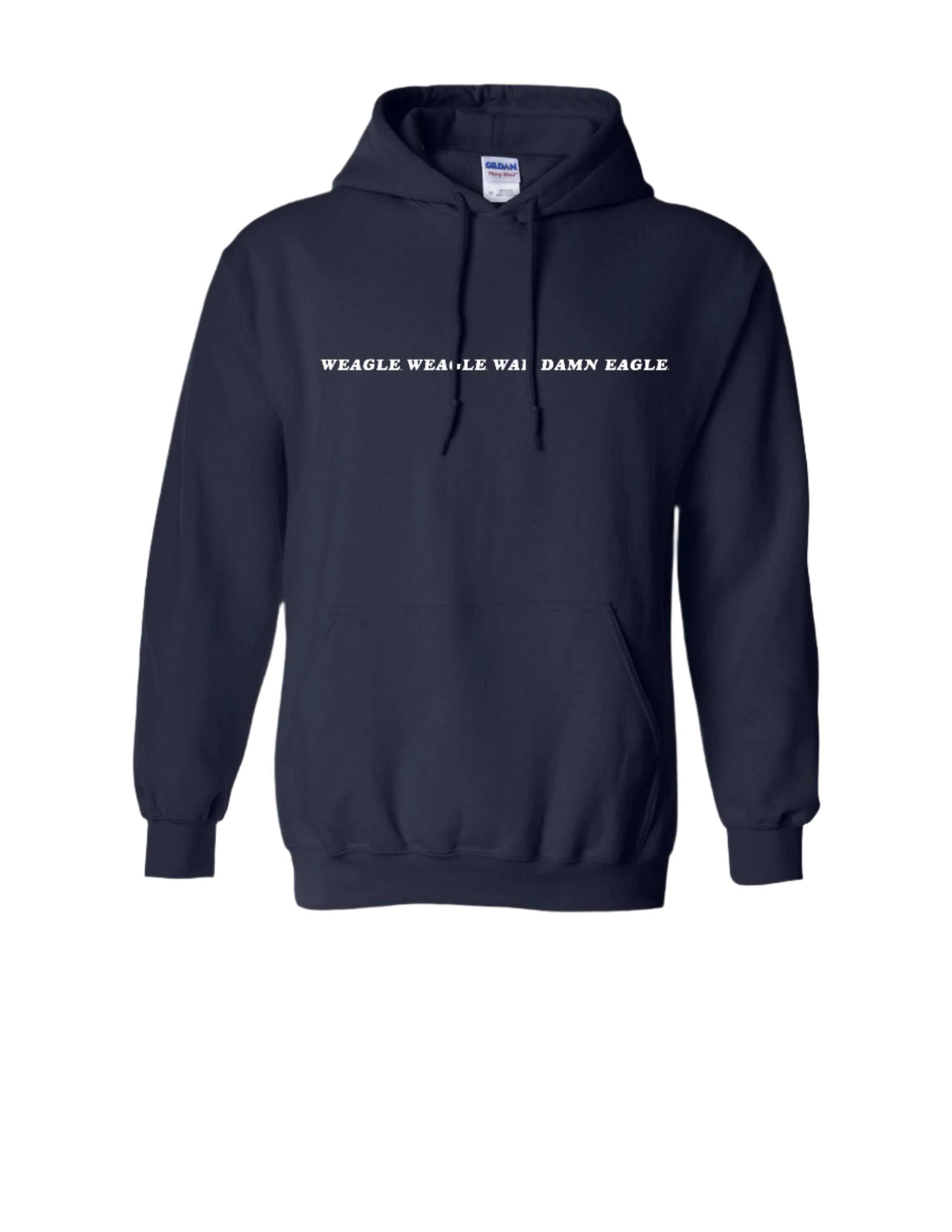 Auburn University Navy Hoodie with White embroidered text "Weagle Weagle War Damn Eagle"