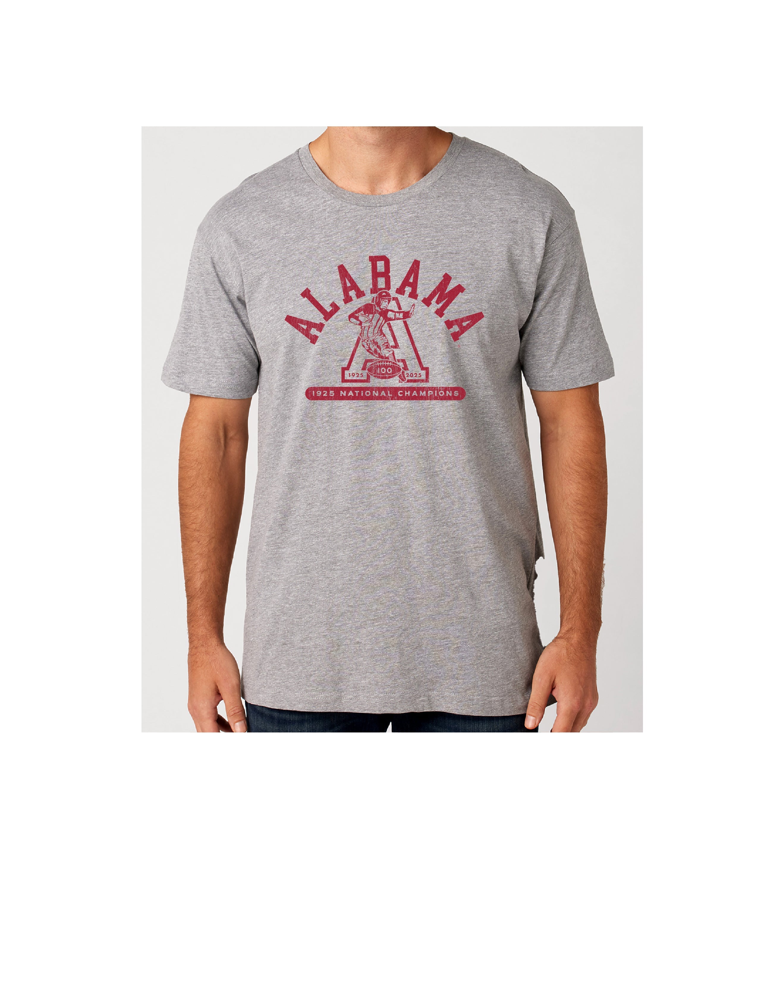 University of Alabama T-Shirt with Red text “Alabama” above a Block A with an old-fashioned football player