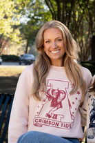 University of Alabama Pale Pink Sweatshirt with Pink stars surrounding a Pink Vintage A Logo