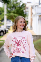 University of Alabama Pale Pink Sweatshirt with Pink stars surrounding a Pink Vintage A Logo