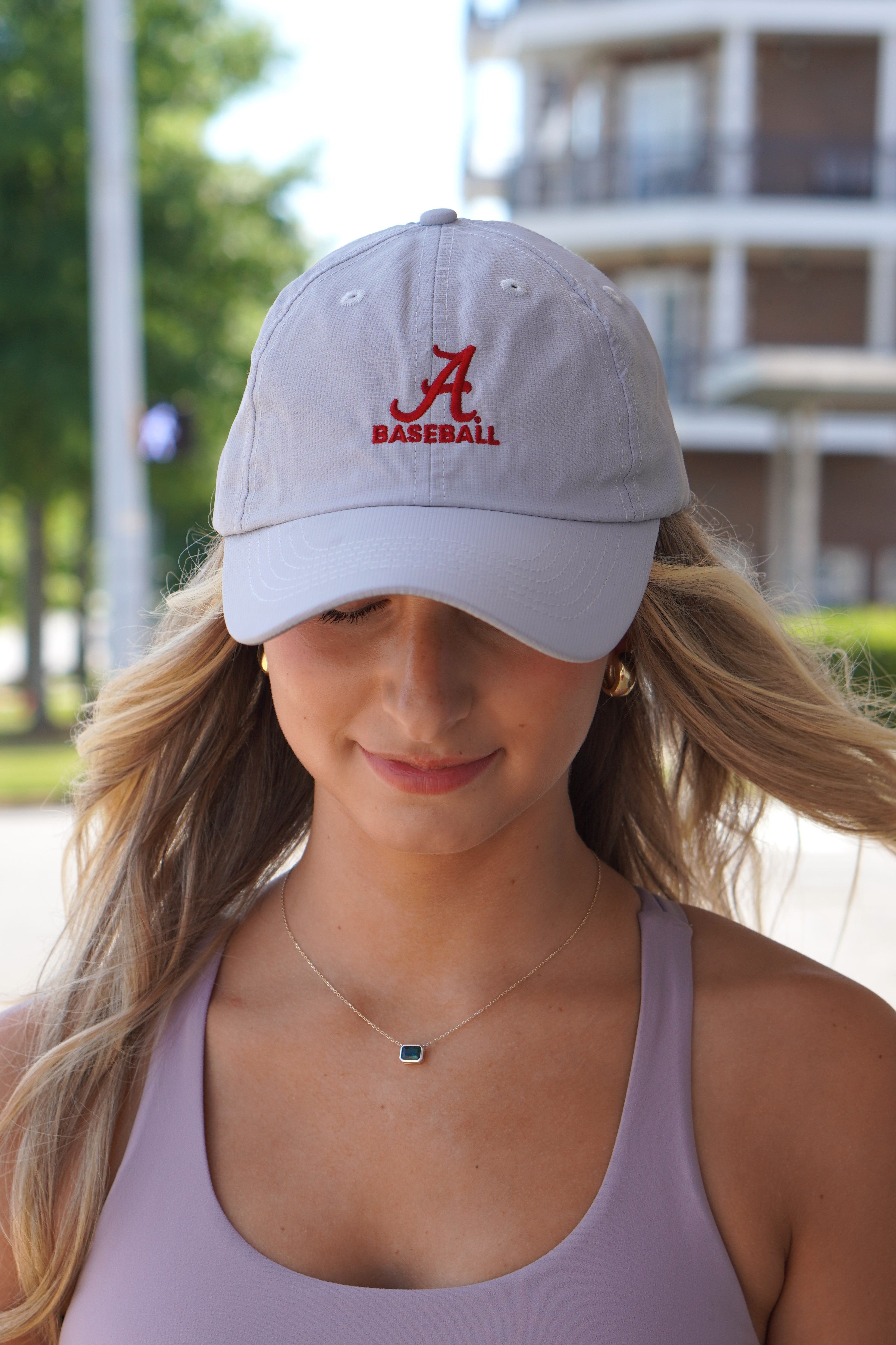  University of Alabama Alabama Baseball Light Gray Imperial Original Hat with the Script A and text "BASEBALL"