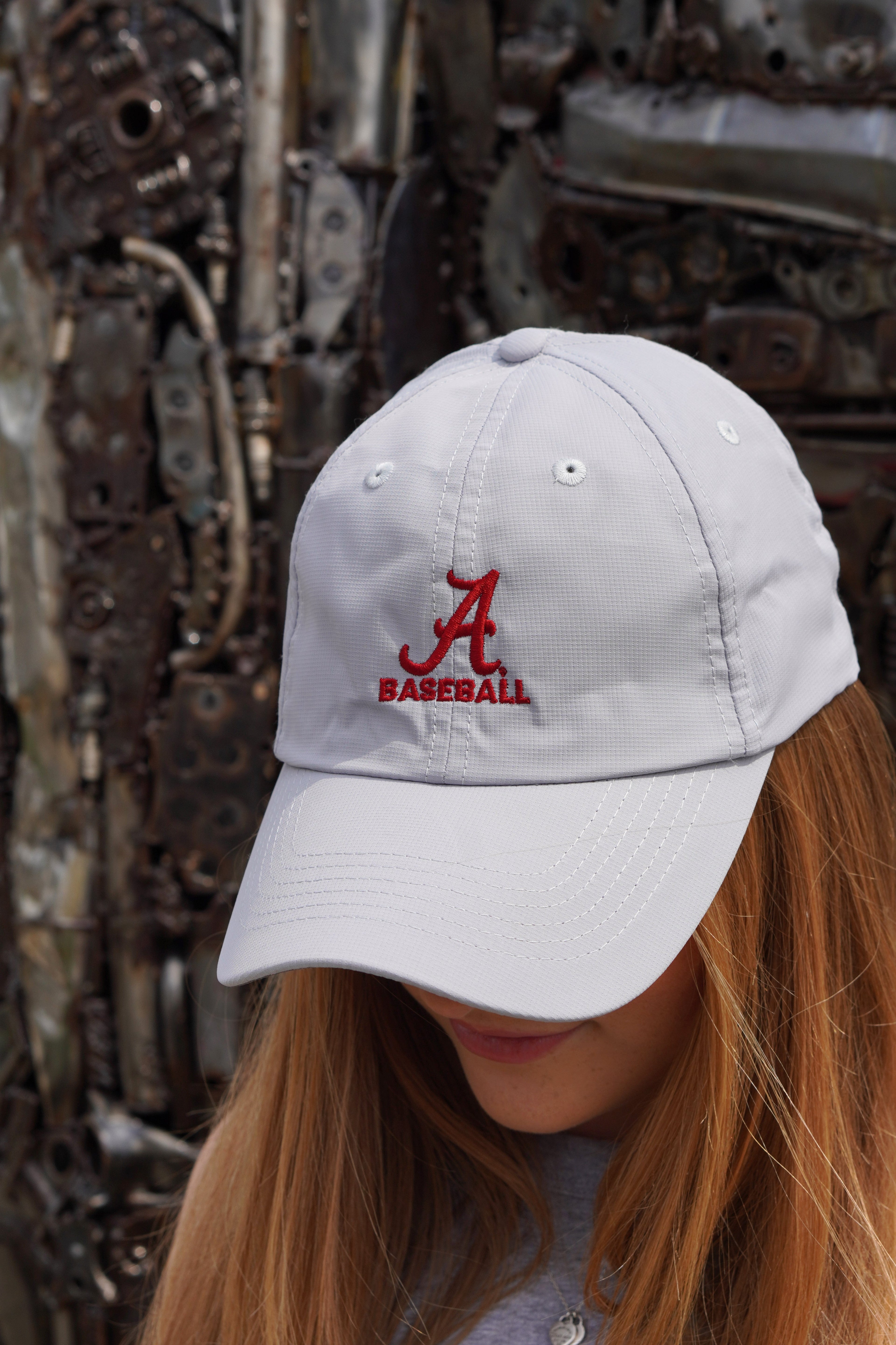  University of Alabama Alabama Baseball Light Gray Imperial Original Hat with the Script A and text "BASEBALL"