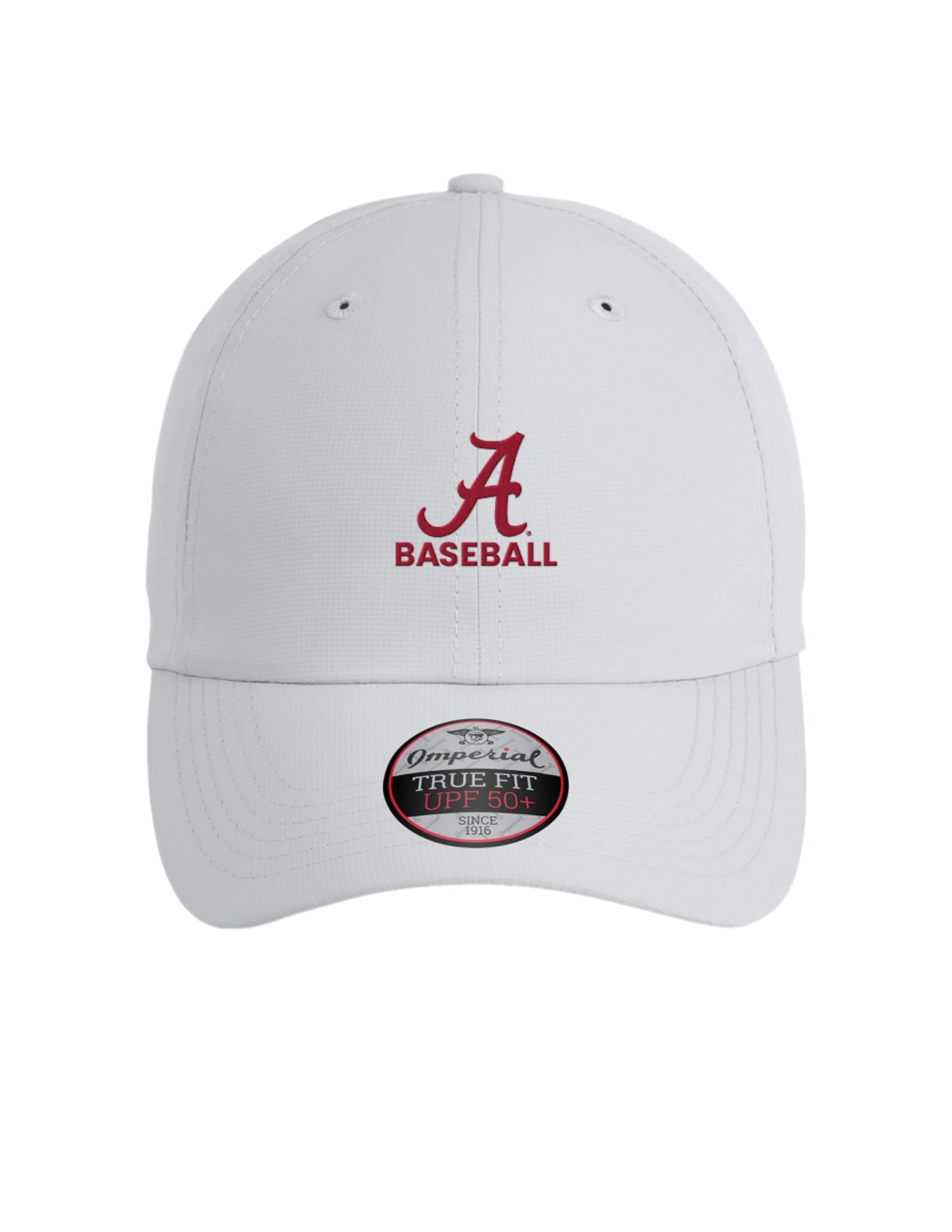 University of Alabama Alabama Baseball Light Gray Imperial Original Hat with the Script A and text "BASEBALL"