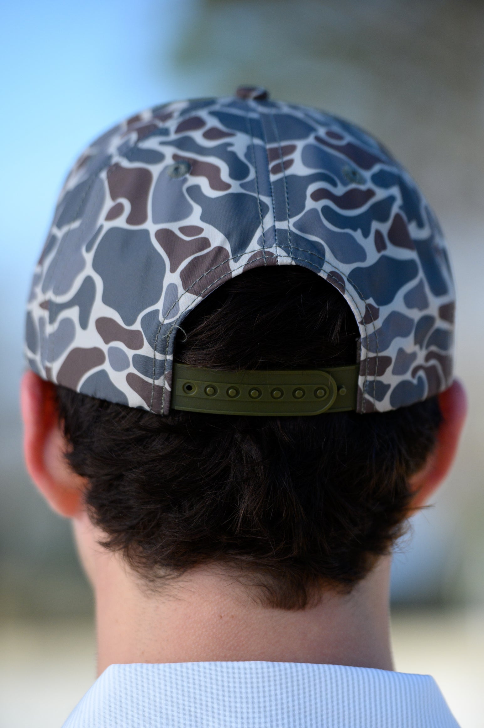 University of Alabama Camo Hat with White rope and Leather patch with text "University of Alabama"
snapback