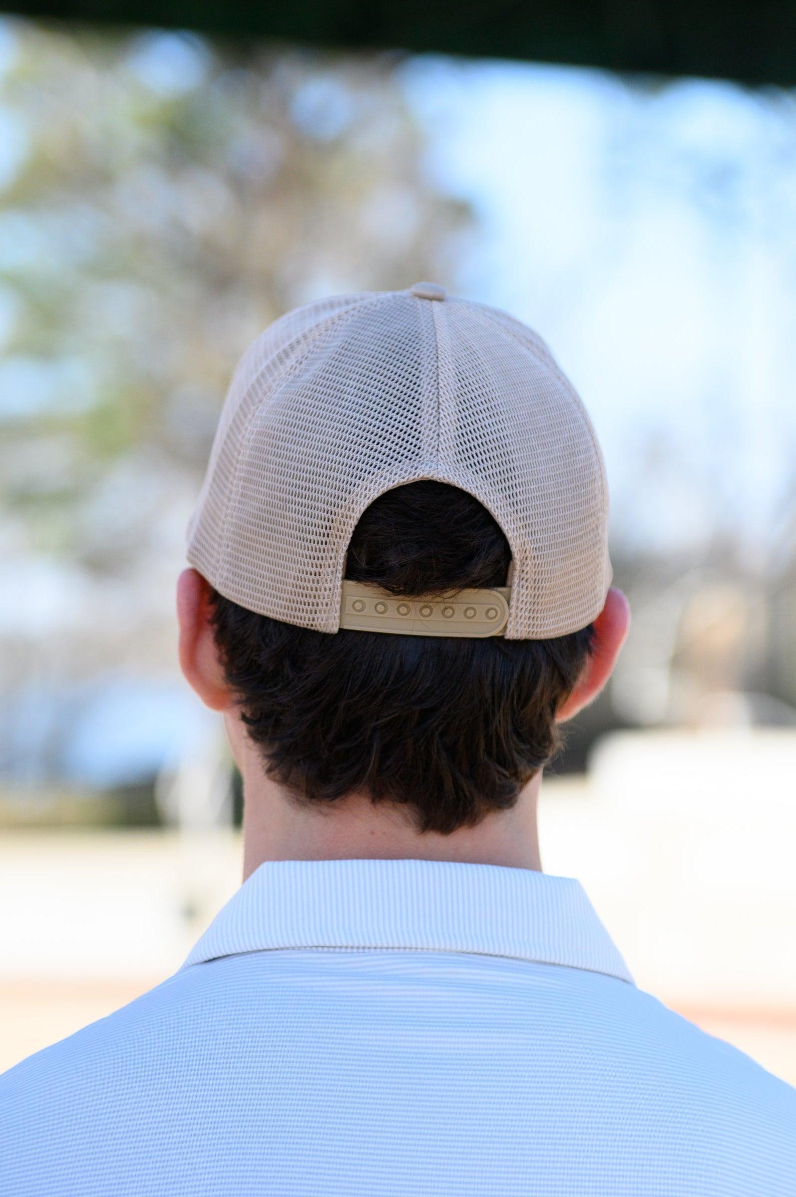 University of Alabama Beige Trucker Hat with a patch that features the University of Alabama logo.
Snapback Trucker