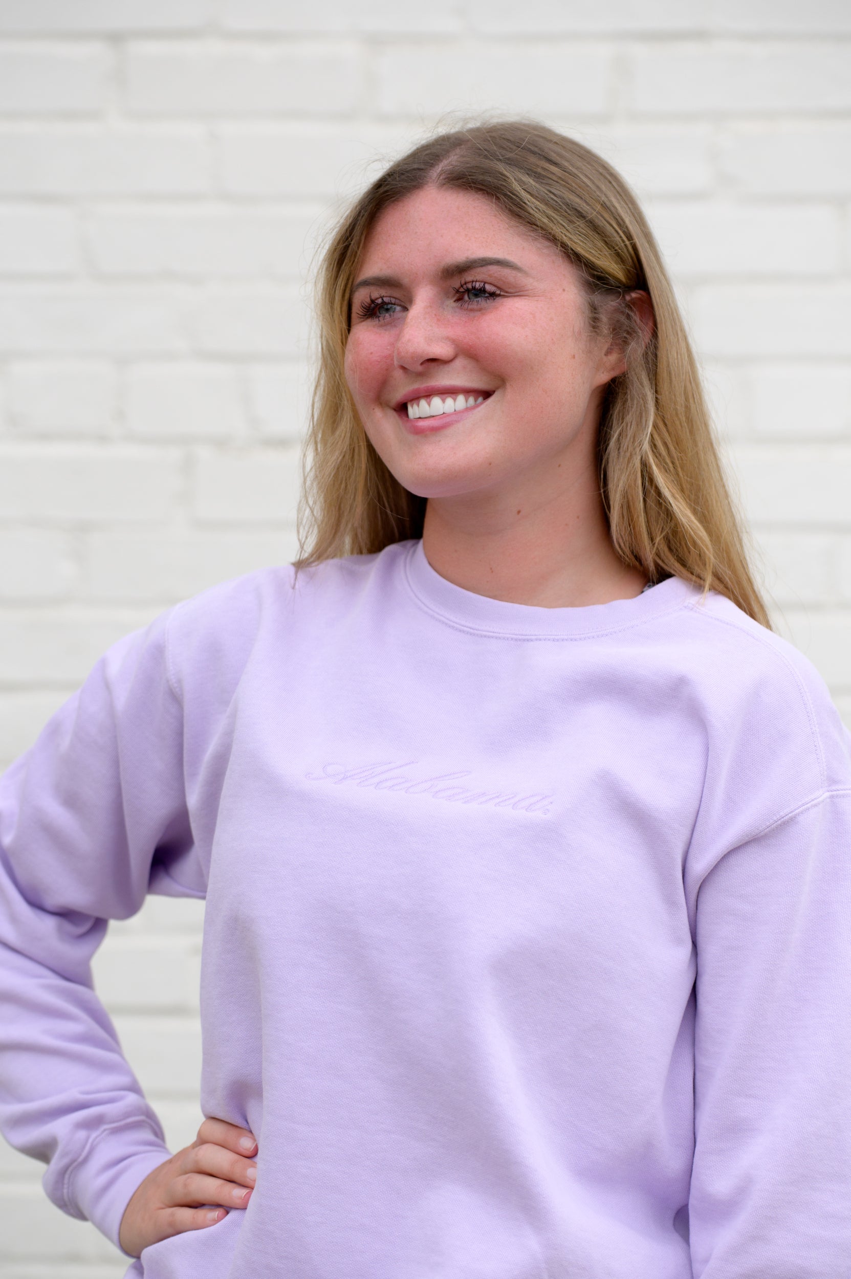 University of Alabama Alabama Classic Tonal Light Purple Ladies' Comfort Colors Crewneck with Purple embroidery reading "Alabama"