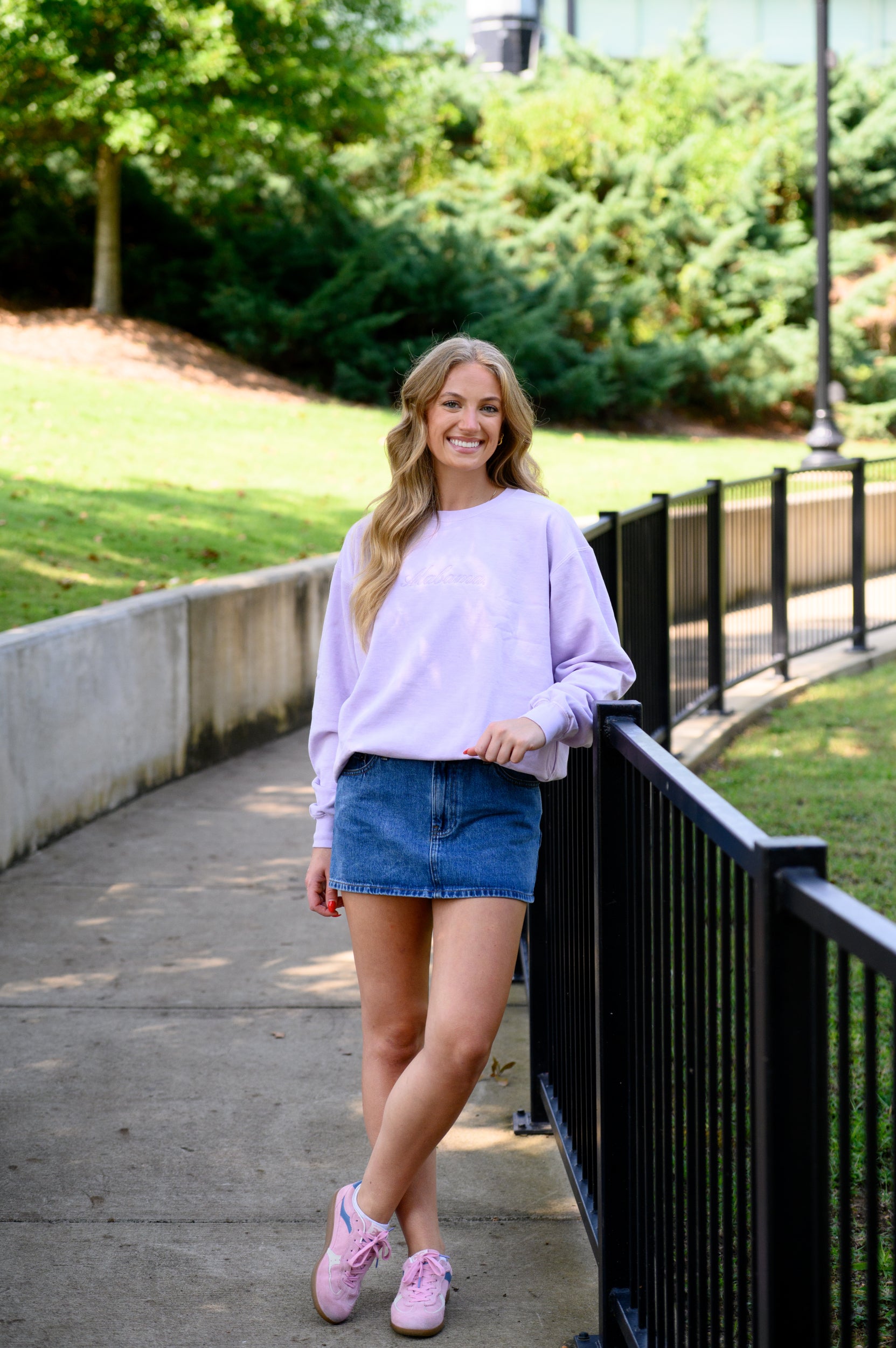 University of Alabama Alabama Classic Tonal Light Purple Ladies' Comfort Colors Crewneck with Purple embroidery reading "Alabama"