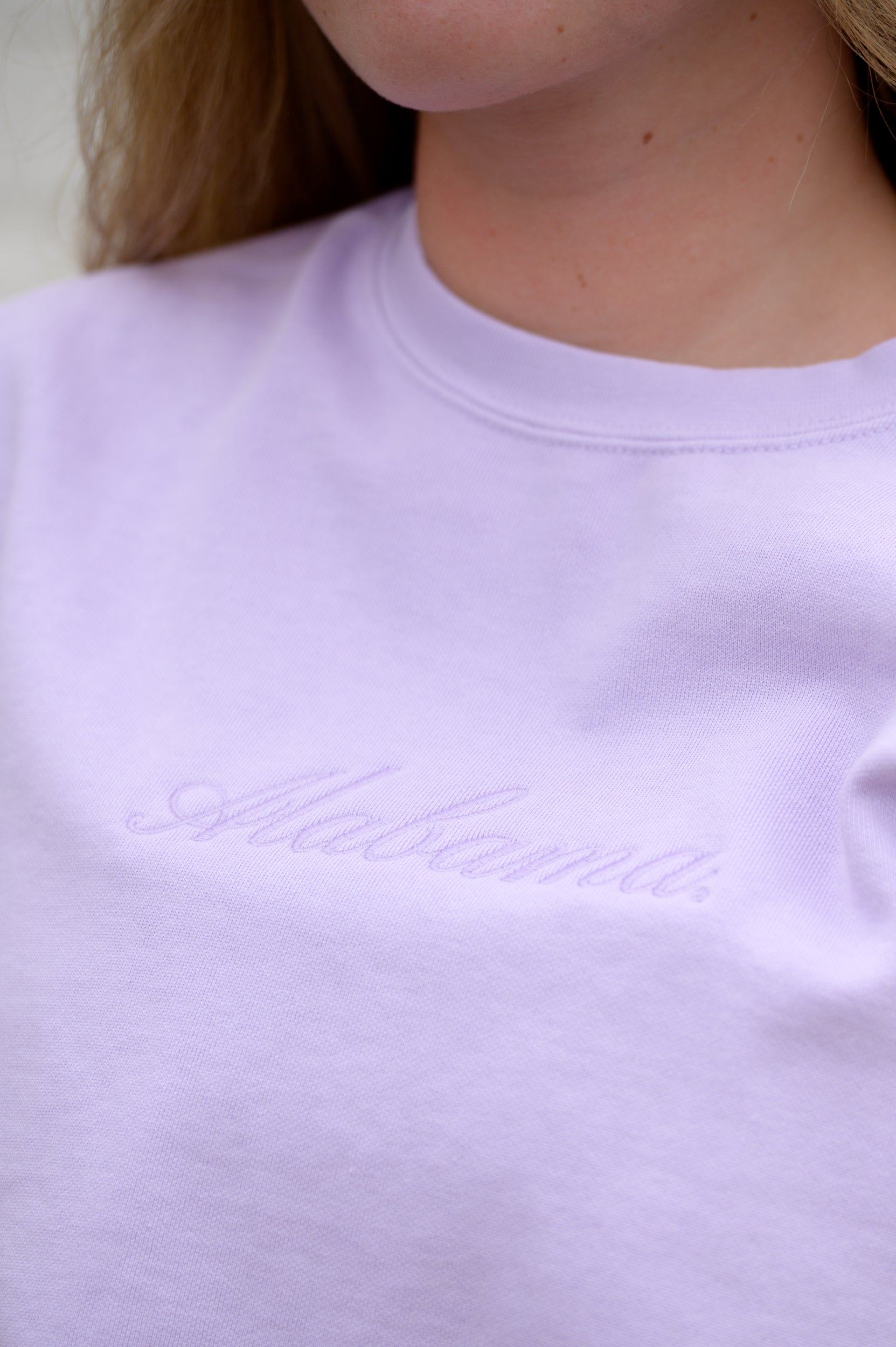  University of Alabama Alabama Classic Tonal Light Purple Ladies' Comfort Colors Crewneck with Purple embroidery reading "Alabama"