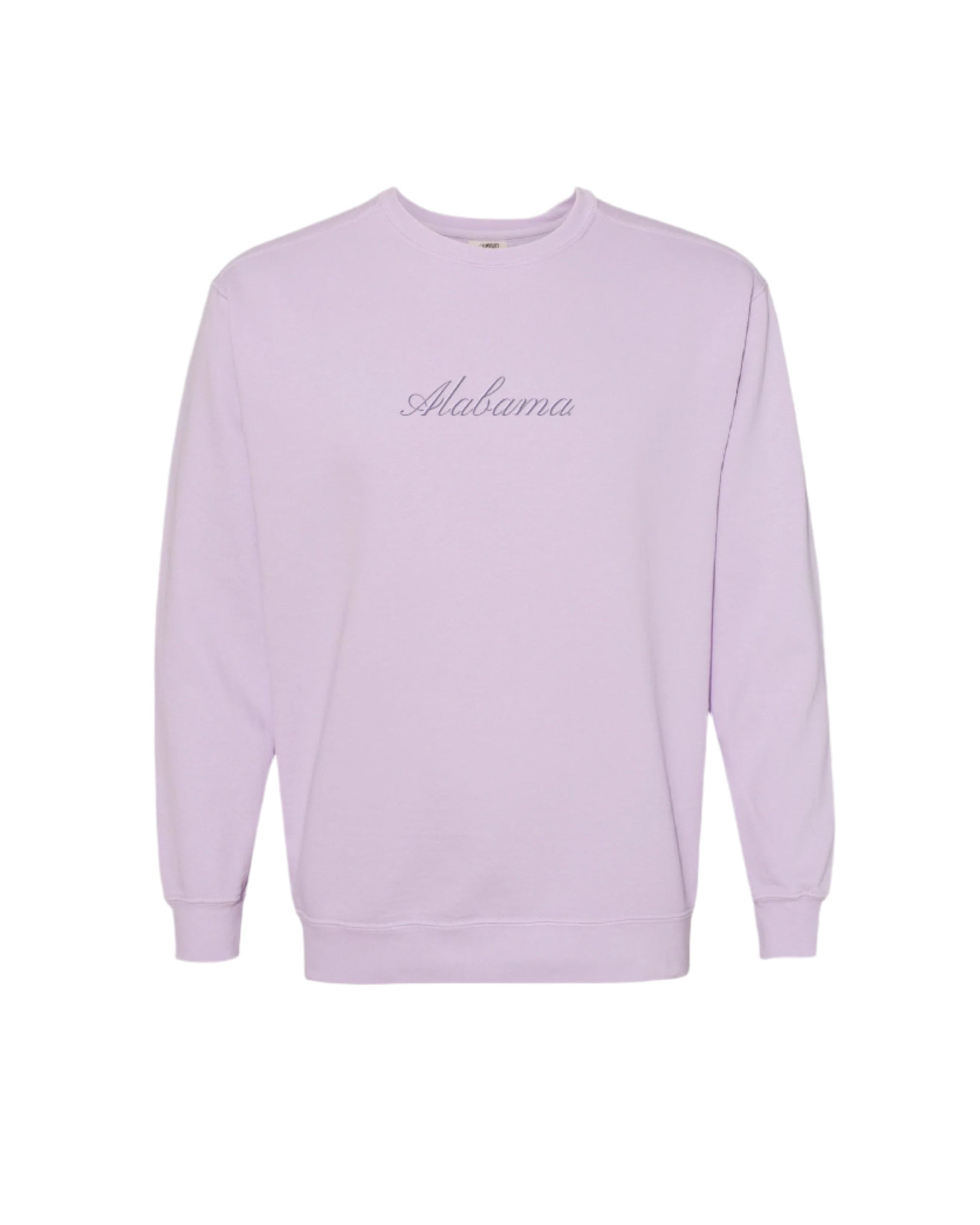 University of Alabama Alabama Classic Tonal Light Purple Ladies' Comfort Colors Crewneck with Purple embroidery reading "Alabama"