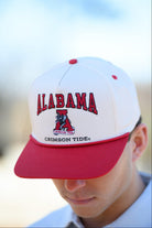 University of Alabama Khaki/Crimson Rope Hat with an image of the Vintage A and the text "Alabama Crimson Tide" surrounding the image