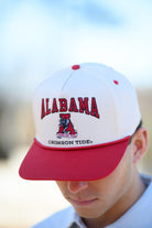 University of Alabama Khaki/Crimson Rope Hat with an image of the Vintage A and the text "Alabama Crimson Tide" surrounding the image