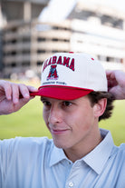  University of Alabama Alabama Classic Two Tone Hat JNJ Classic Khaki/Crimson Rope Hat  with an image of the Vintage A and the text "Alabama Crimson Tide" surrounding the image