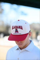 University of Alabama Khaki/Crimson Rope Hat  with an image of the Vintage A and the text "Alabama Crimson Tide" surrounding the image