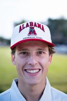  University of Alabama Alabama Classic Two Tone Hat JNJ Classic Khaki/Crimson Rope Hat  with an image of the Vintage A and the text "Alabama Crimson Tide" surrounding the image