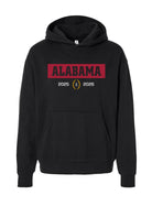 University of Alabama Black Hoodie with a Red Box with Black text “Alabama” above the 2025-2026 season logo	