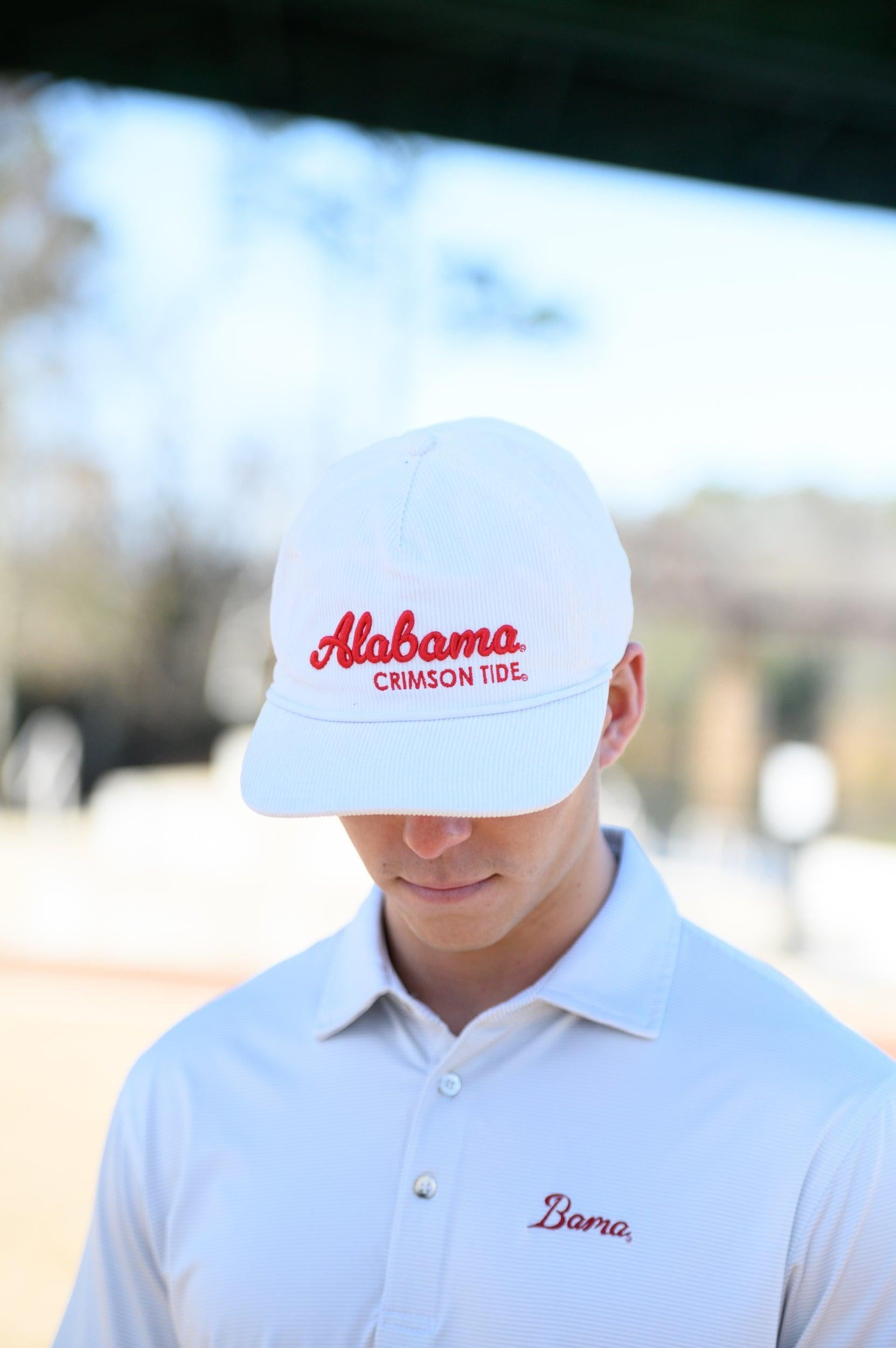 University of Alabama White Hat with Red script “Alabama Crimson Tide”