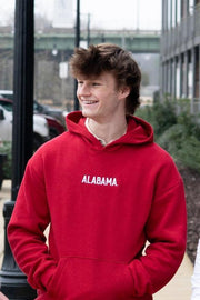  University of Alabama Red American Apparel Hoodie with white embroidered "ALABAMA"