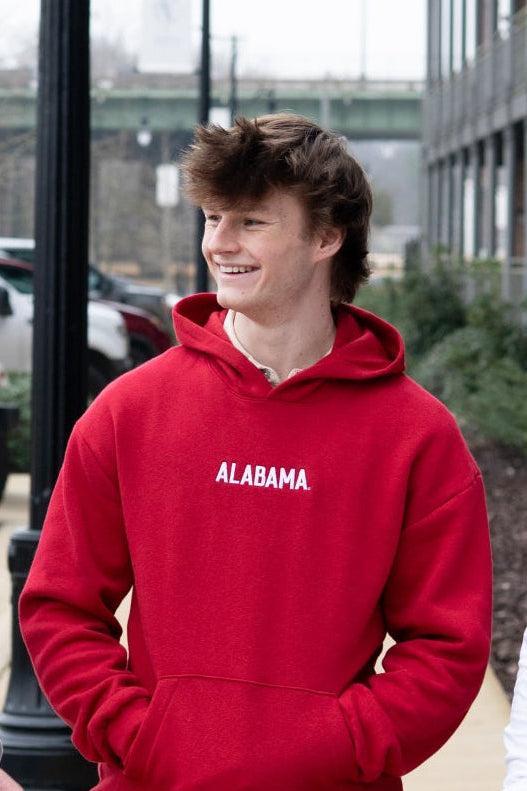  University of Alabama Red American Apparel Hoodie with white embroidered "ALABAMA"