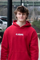 University of Alabama Red American Apparel Hoodie with white embroidered "ALABAMA"