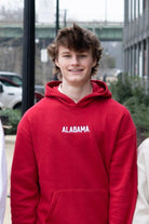 University of Alabama Red American Apparel Hoodie with white embroidered "ALABAMA"