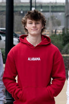 University of Alabama Red American Apparel Hoodie with white embroidered "ALABAMA"