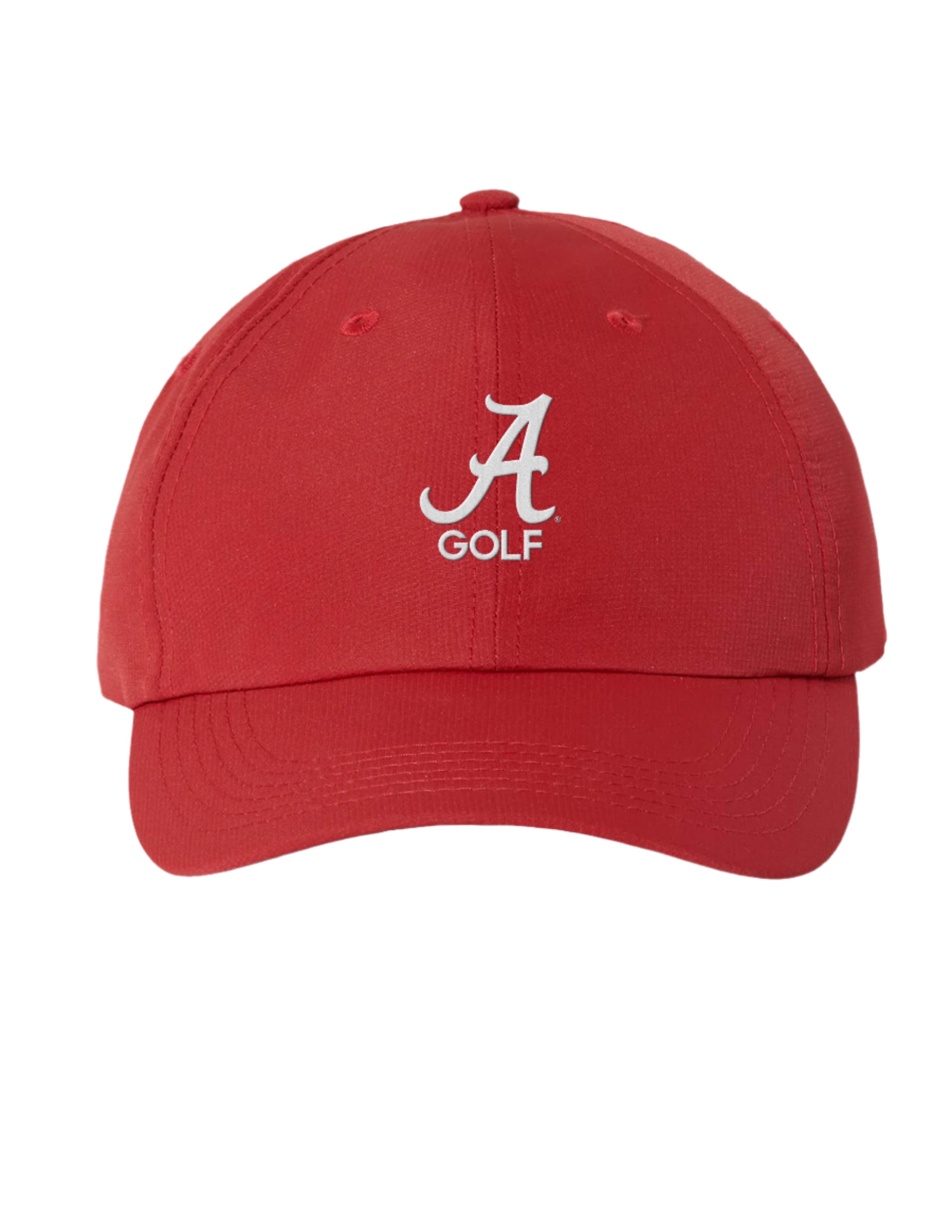 University of Alabama Alabama Golf Hat Crimson Imperial Original Hat with White embroidered Script A and "GOLF" text 