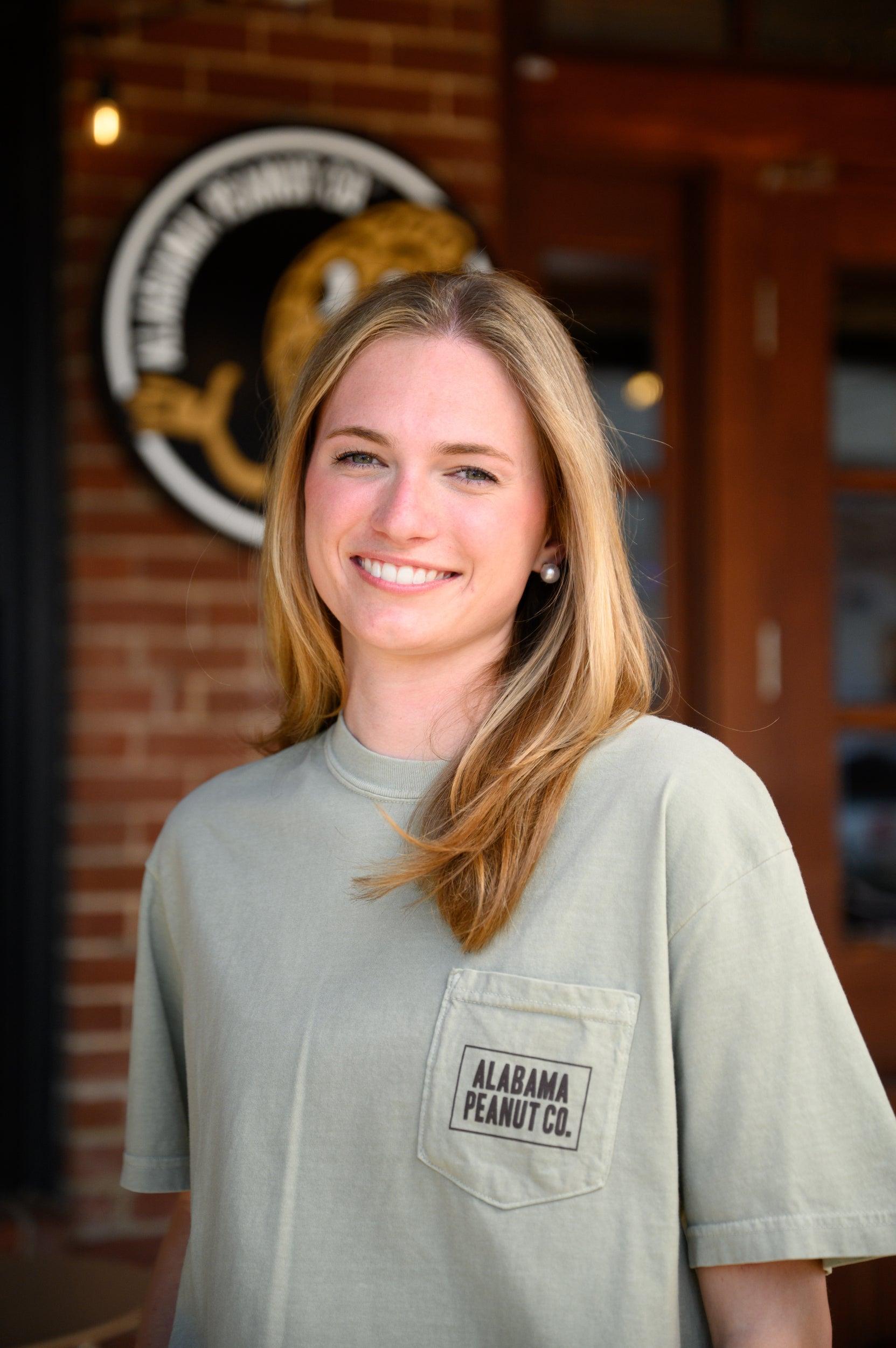 Front Pocket with Brown “Alabama Peanut Co.” Text