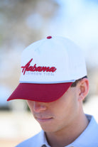 University of Alabama White and Red Hat with Red “Alabama” embroidery and Light Grey text “Crimson Tide”