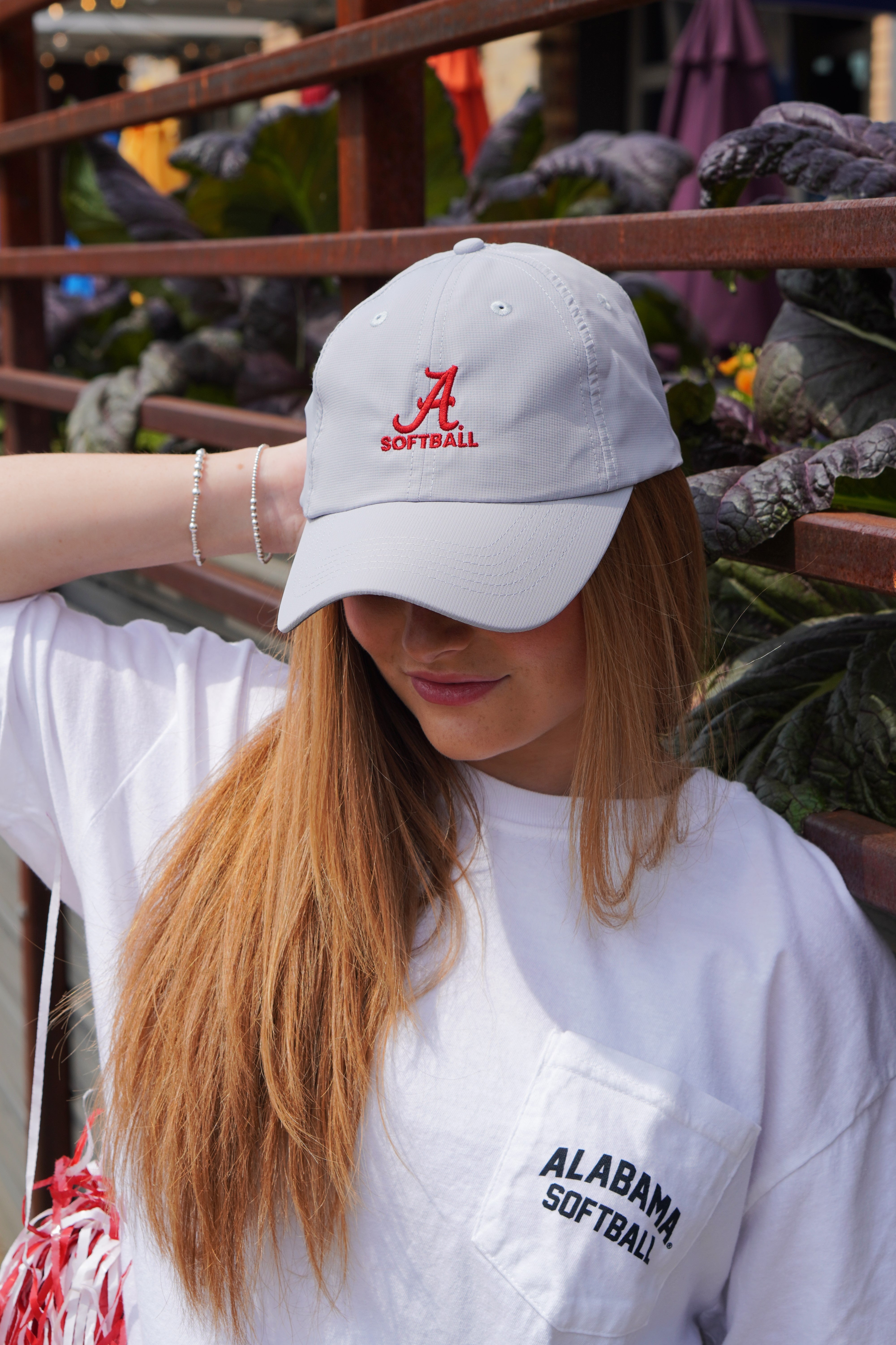 University of Alabama  Alabama Softball Hat Grey Imperial Original Hat
with Embroidered Script A and text "SOFTBALL" underneath