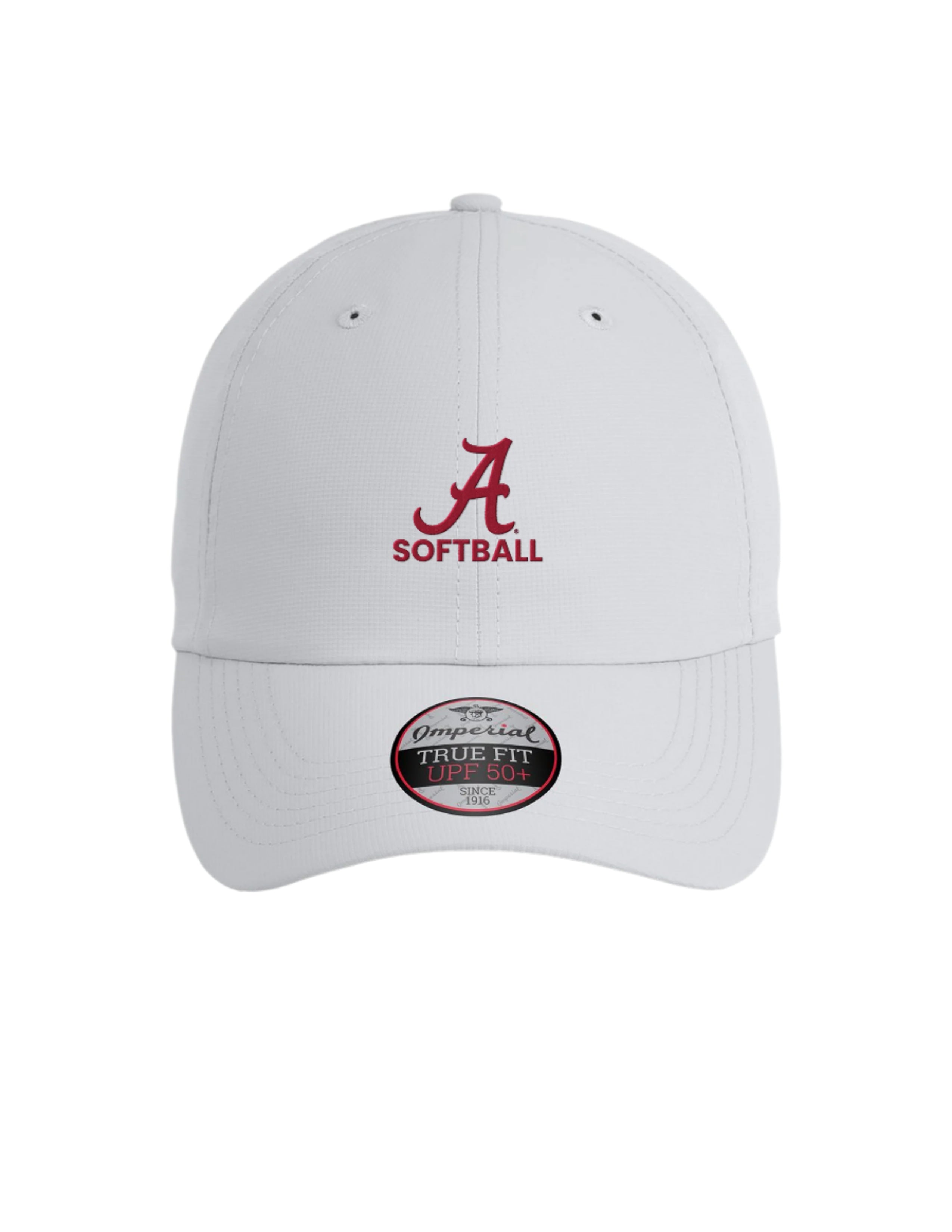 University of Alabama  Alabama Softball Hat Grey Imperial Original Hat with Embroidered Script A and text "SOFTBALL" underneath