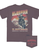 University of Alabama Purple Shirt with Big Al riding a motorcycle in front of a Crimson Tide in between text “Alabama vs. South Carolina”