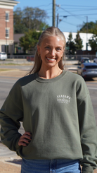 University of Alabama Army Green Sweatshirt with an illustration of an elephant smashing Tennessee memorabilia 