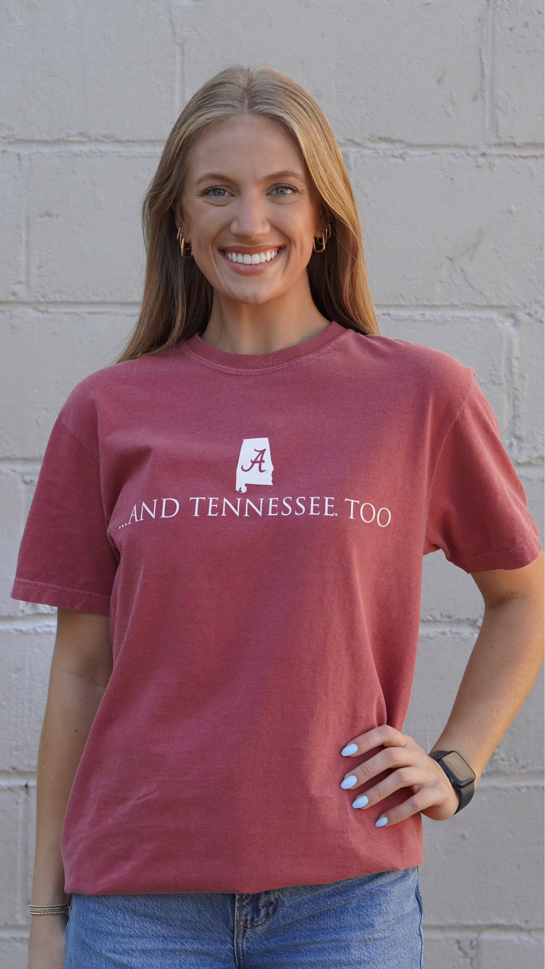 University of Alabama Red T-Shirt with White text “…And Tennessee Too”