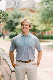 Auburn University Navy Men’s Stripe Polo with the Original Aubie Logo embroidery