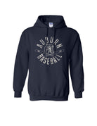Auburn University Distressed Navy Hoodie with a White Baseball featuring the Original Aubie Baseball logo over crossed baseball bats, surrounded by White text “Auburn Baseball”