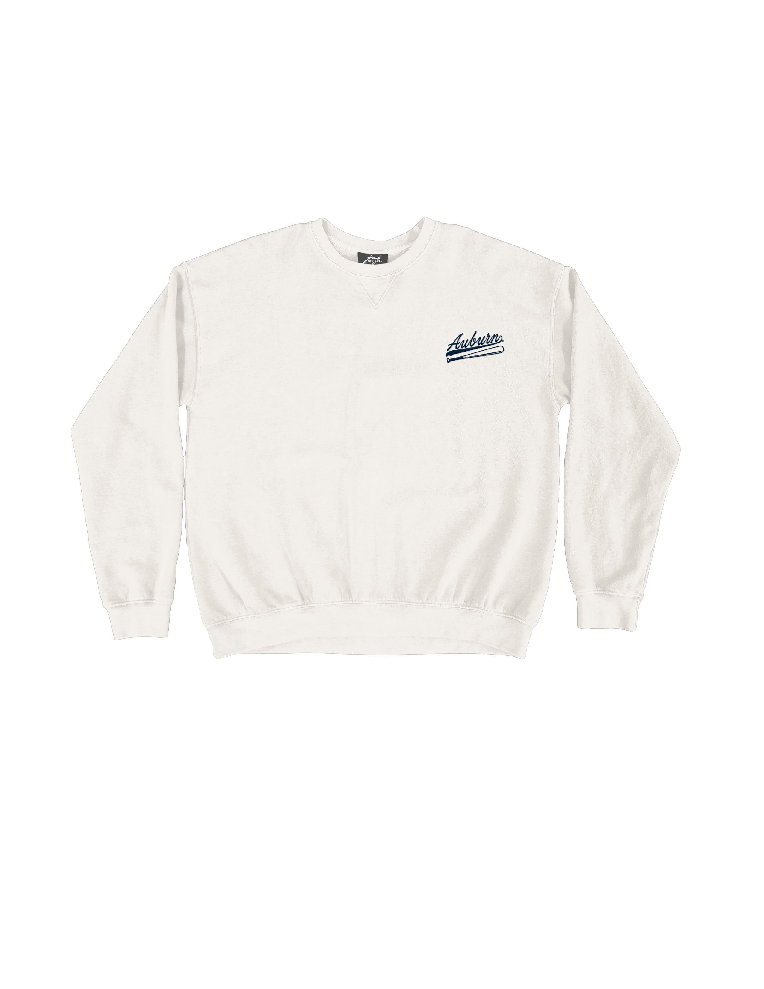 Auburn University Cream Sweatshirt with Navy “Auburn” script and baseball bat embroidery