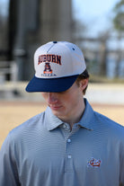 Auburn University White and Navy Rope Hat with the Leaping Tiger logo under Navy text "Auburn"