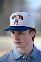 Auburn University White and Navy Rope Hat with the Leaping Tiger logo under Navy text "Auburn"