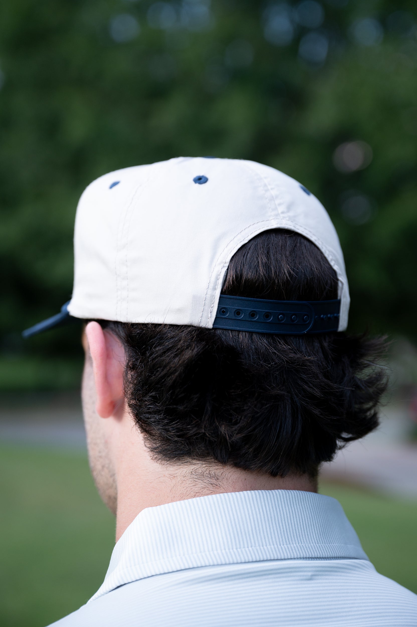 Auburn University White and Navy Rope Hat with the Leaping Tiger logo under Navy text "Auburn"