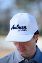 Auburn University White Hat with Navy script “Auburn Tigers”