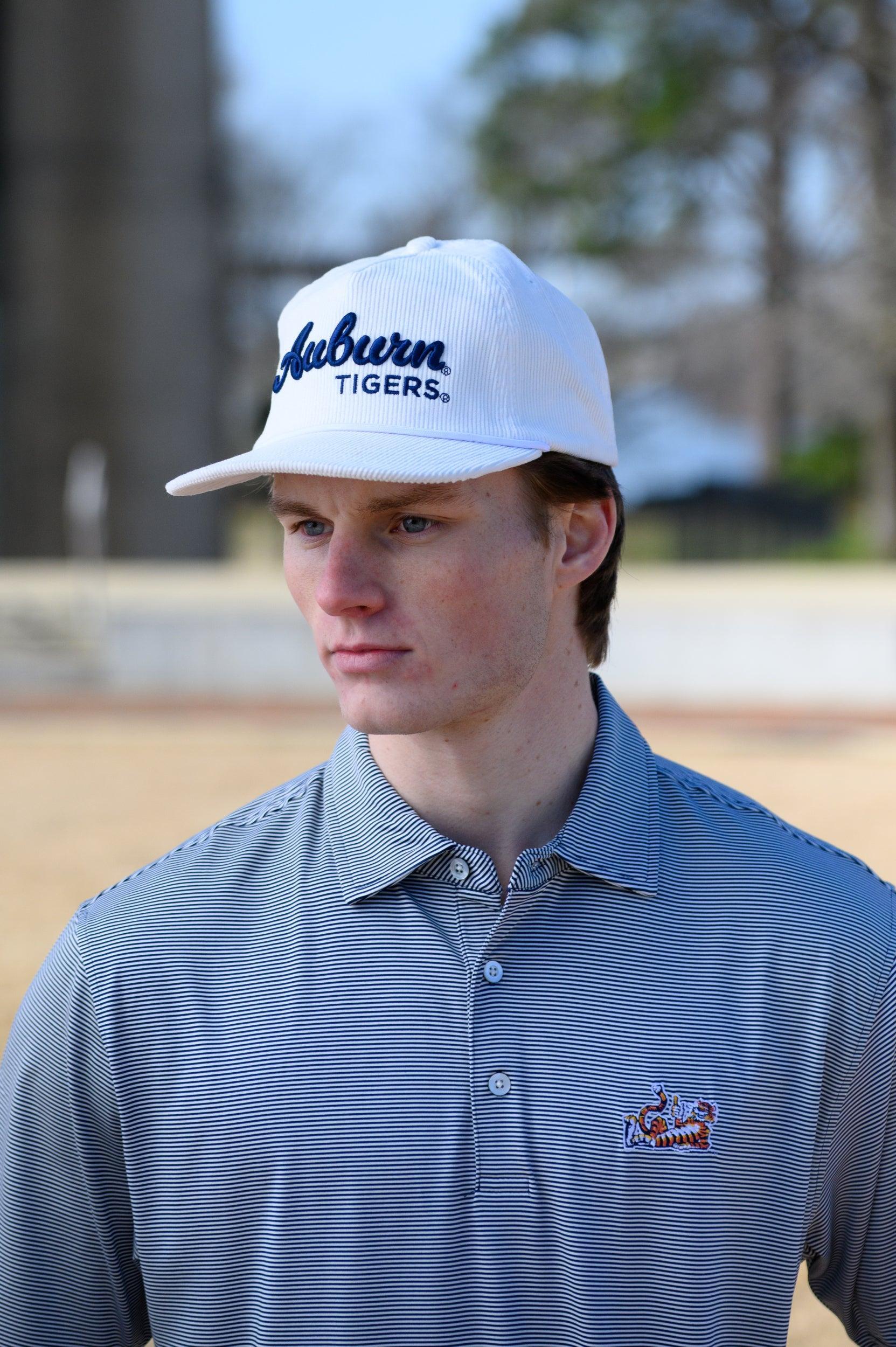 Auburn University White Hat with Navy script “Auburn Tigers”