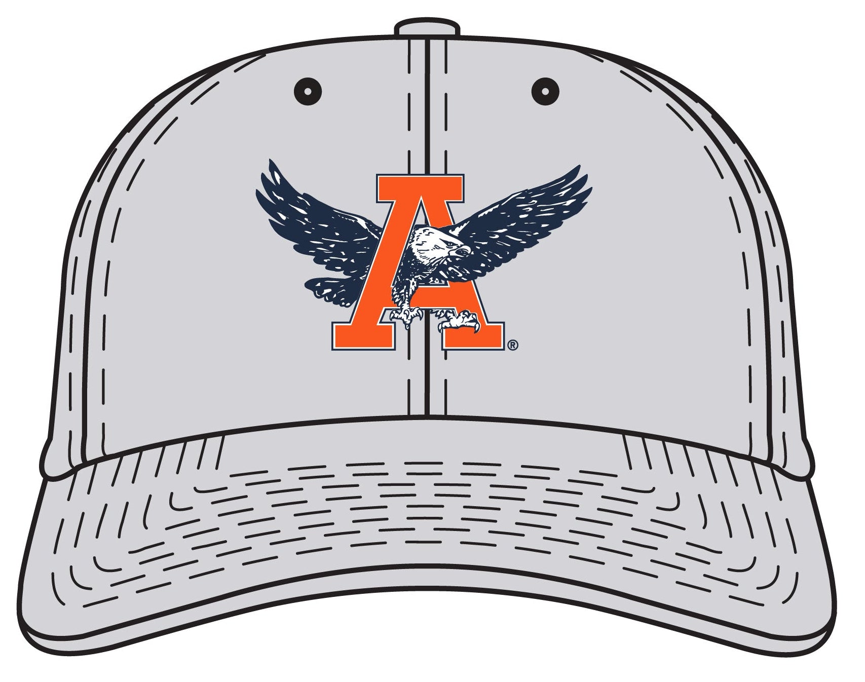 Auburn University Light Grey Hat with Auburn Eagle logo embroidery