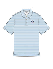 Auburn University Men’s Light Blue Stripe Polo with Auburn Eagle Logo embroidery
